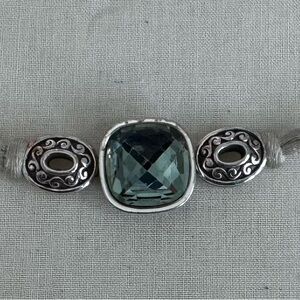 Brighton Blue Crystal Venus Rising Bracelet with silver/gray cord